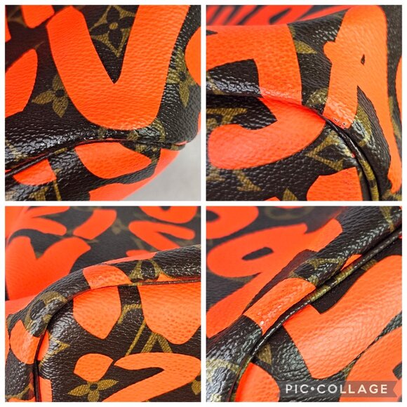 LOUIS VUITTON NEVERFULL 2009 GM Graffiti Stephen Sprouse LV Monogram Orange Bag - Picture 11 of 16